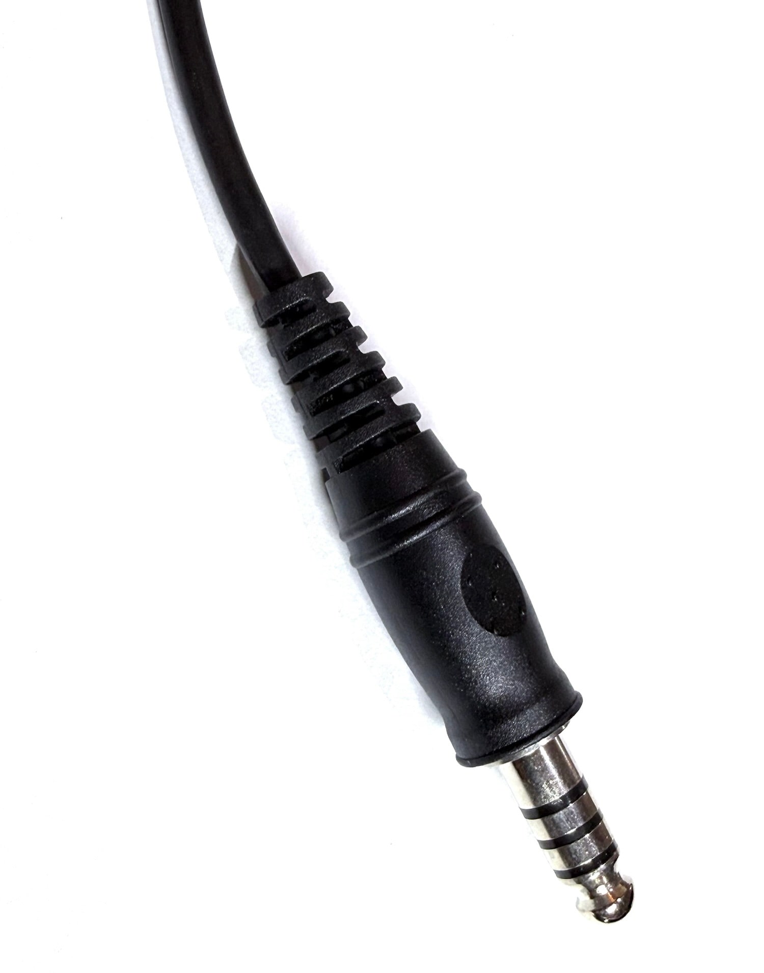 Close-up of the male A174 plug and cable strain relief